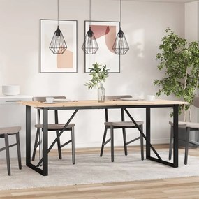 Tömör fenyőfa és acél étkezőasztal O-vázzal 180x90x75 cm