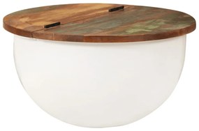 Fehér újrahasznosított fa dohányzóasztal 50x27 cm