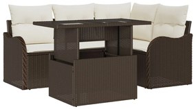 Kültéri étkező szett párnával 5 pcs Barna Poli rattan