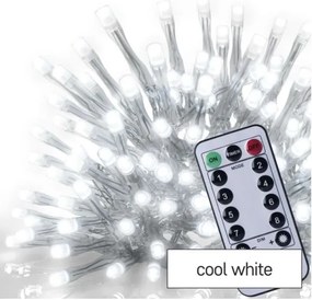 LED Karácsonyi kültéri lánc 300xLED/8 modes10m IP44 hideg fehér + távirányító