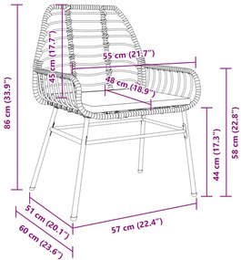 2 db barna polyrattan kerti szék párnákkal