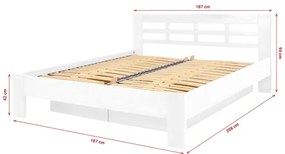 Franciaágy tömör fából tárolóhellyel ANGELA 180x200 cm fehér