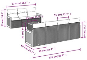 8 részes szürke polyrattan kerti ülőgarnitúra párnákkal