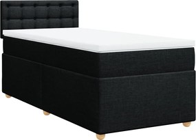 vidaXL fekete szövet rugós ágy matraccal 90x190 cm