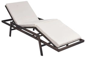 Barna polyrattan napozóágy párnával