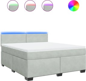 vidaXL világosszürke bársony rugós ágy matraccal 180x200 cm