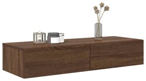 Falipolc fiókokkal barna tölgy 100x36x19 cm műszaki fa