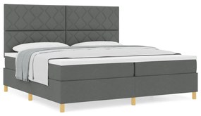 Box Spring Ágy Matrac Sötétszürke 200x200 cm Szövet