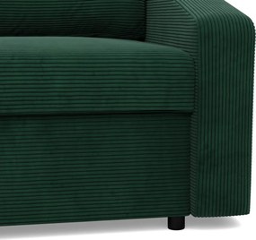 Zeus sarokkanapé, 2 ágyneműtartóval, döntött kartámasz, kordbársony, univerzális oldal, hab töltet, zöld