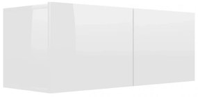 Magasfényű fehér forgácslap TV-szekrény 80 x 30 x 30 cm