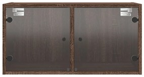 2 db barna tölgy színű faliszekrény üvegajtókkal 68,5x37x35 cm