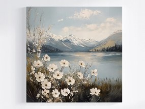 Poszter Tájkép Hegyek Tátra Tó Völgy Virágok 80x80
