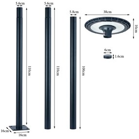 Brilagi - URBANSPARK LED utcai lámpa 120W 230V antracit IP65