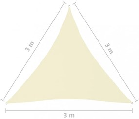 krémszínű háromszögű oxford-szövet napvitorla 3 x 3 x 3 m