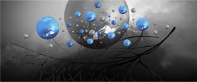Kék absztrakt gömbök képe (120x50 cm)