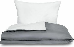 Luxury Collection szatén ágynemű, fehér/sötétszürke, 140 x 220 cm, 70 x 90 cm
