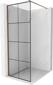 Mexen Kioto Walk-In Zuhanyfal 90 x 200 cm,  átlátszó üveg/ fekete    8 mm,  rózsa arany - 800-090-101-60-7 Walk-In Zuhanyfal