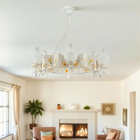 Brilagi - Láncos csillár QUEEN 6xE14/40W/230V bükk/krémszínű