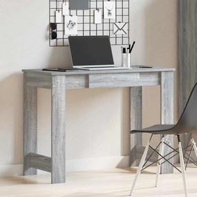 szürke sonoma színű szerelt fa íróasztal 100x45x75 cm