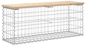 tömör fenyőfa gabion kerti pad 103x31,5x42 cm