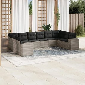 vidaXL 10 részes világosszürke polyrattan kerti ülőgarnitúra párnákkal