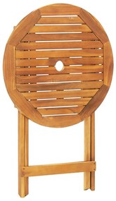 3 részes fekete polyrattan és tömör fa bisztrószett