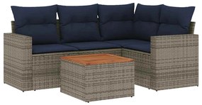 vidaXL 5 részes szürke polyrattan kerti ülőgarnitúra párnával