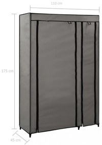 szürke összecsukható szövet ruhásszekrény 110 x 45 x 175 cm