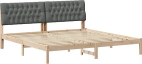 vidaXL Ágykeret Kárpitozott Fejtámlával fejtámlával Barna 200 x 200 cm
