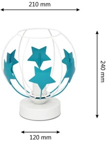 Gyerek asztali lámpa STARS 1xE27/15W/230V türkiz/fehér