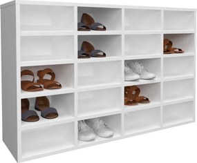Tisso 20 polcos cipősszekrény, Fehér, 104 x 30 x 68 cm
