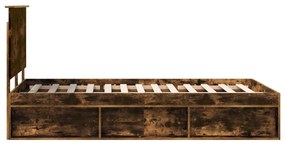 vidaXL Ágykeret fejtámlával Füstölt tölgy 135 x 190 cm Tömör fenyőfa