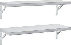 vidaXL 2 db ezüstszínű rozsdamentes acél fali polc 75 x 30 cm