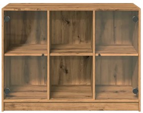 kézműves tölgy színű szerelt fa tálalószekrény 102x37x75,5 cm