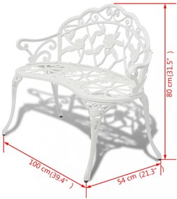 fehér öntött alumínium kerti pad 100 cm