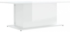 magasfényű fehér szerelt fa dohányzóasztal 102x55,5x40 cm