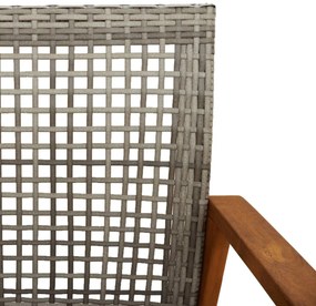 2 db szürke polyrattan és akácfa kerti szék