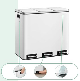 Jurhan SORT szelektív hulladékgyűjtő, 54l (3x18l) + hulladékgyűjtő zsákok, fehér