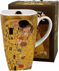 Klimt The Kiss Classic négyszögletes porcelán bögre, 650 ml, elegáns