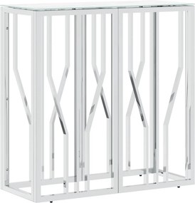 vidaXL ezüstszínű üveg és rozsdamentes acél tálalóasztal 70x30x70 cm