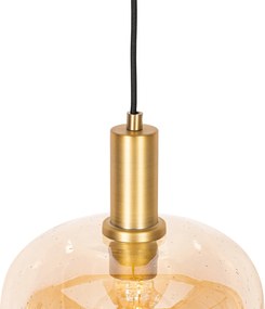 Okos függőlámpa fekete sárgarézzel és borostyánszínű üveggel, Wifi G95-tel - Zuzanna