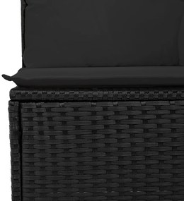 5 darabos kert kanapé készlet párnákkal fekete poli rattan