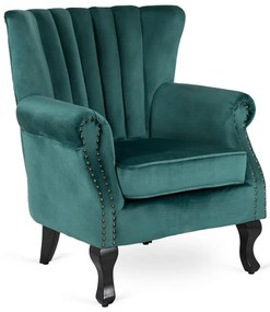 Chesterfield Fotel Zöld Bársony Kárpittal. MALLO