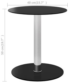 Fekete edzett üveg dohányzóasztal 40 cm