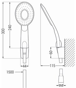 Mexen tartozékok - 1 pontos kézizuhany készlet R-73, króm / fehér, 785735052-02