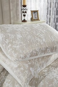 Slayka jacquard kétszemélyes ágytakaró szett, cappuccino