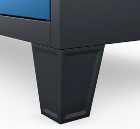 Fémöltözőszekrény ROBERT 1360 x 1720 x 450 mm, antracit és kék