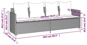 bézs polyrattan napozóágy párnával