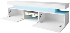 TV szekrény Lesteralo 2D 190 (fekete + fényes fekete) (kék LED világítással). 1106178