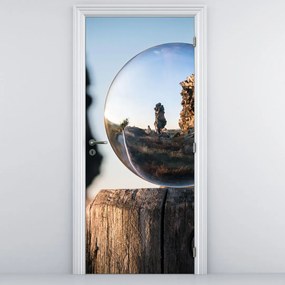 Fotótapéta ajtóra - Nagyító és tájkép (95x205cm)